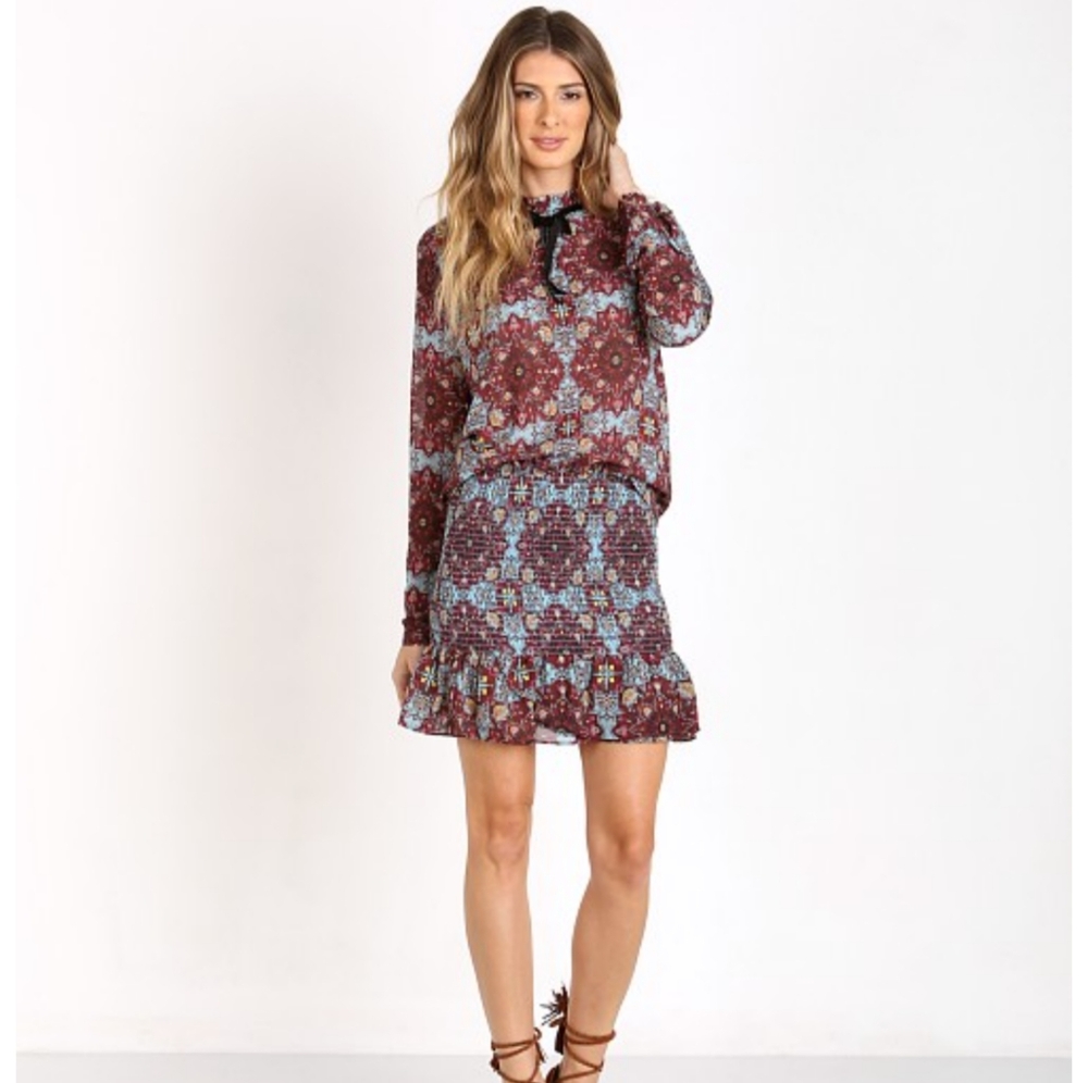 $140 For Love & Lemons Geneva Cornflower Bateau Blouse Fall 2015